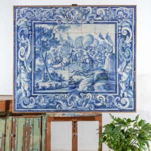 Conflict between European and Ottoman Forces – Baroque Tile Panel, 18th century .