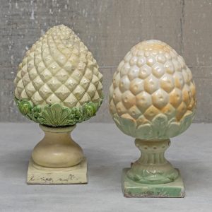 Glazed ceramic pinecones,19th century .