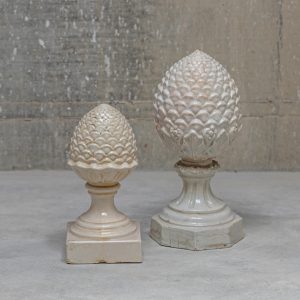 Various ceramic pinecones