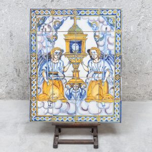Panel with angels and the Holy Sacrament, 17th century. .