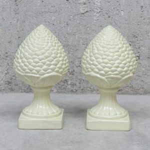 Pair of Pinecones in Glazed Earthenware, 19th Century .