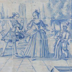 Galante scene with a slave, 18th century. .
