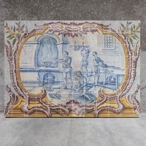 Figurative panel with kitchen scene - 18th century