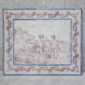 Panel conversation by the river - 18th century