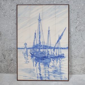 Tile Panel with River Scene - 20th century