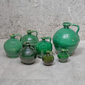 Green glazed terracotta vases - 19th century