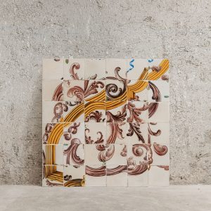 Composition with Volutes in Manganese and Yellow – 18th Century