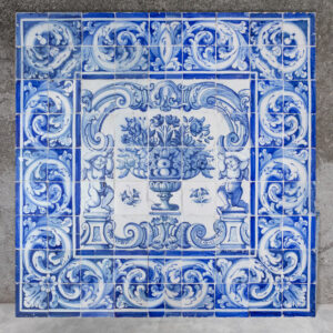 Tile Panel with Balustrade and Putti – 18th Century